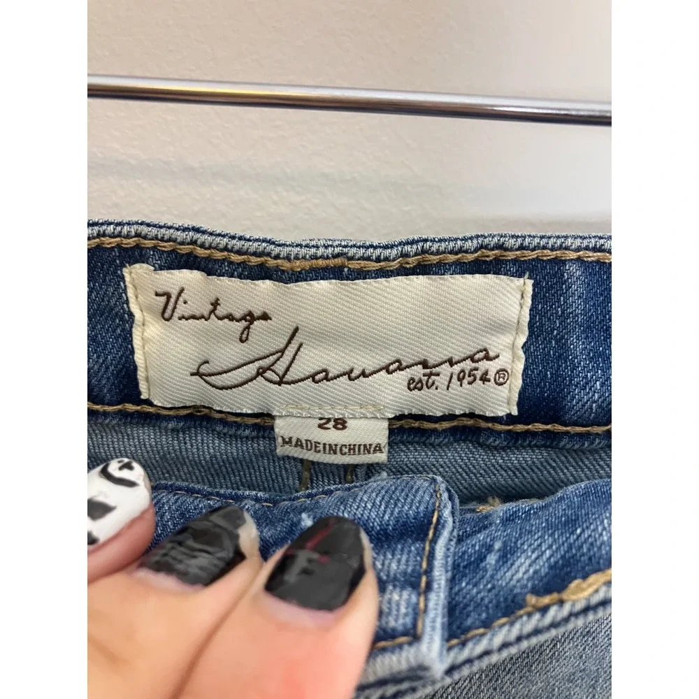 Vintage Havana Jean Shorts Womens 28 Blue NWT Star Applique Distressed Cut Off